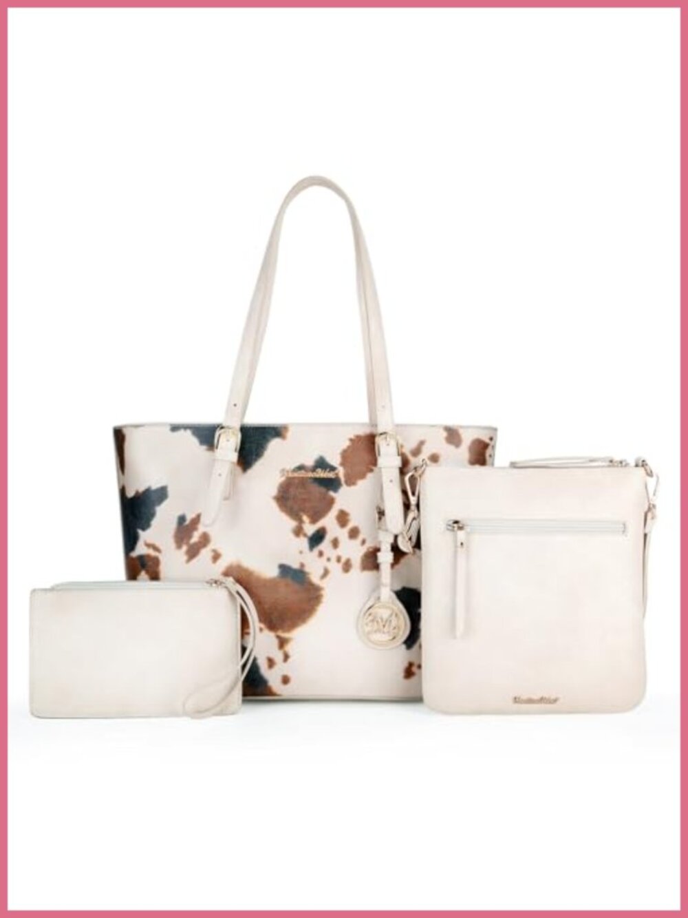 3-Piece Tote Bag & Wallet Set Leopard Print Crossbody Satchel Handbags